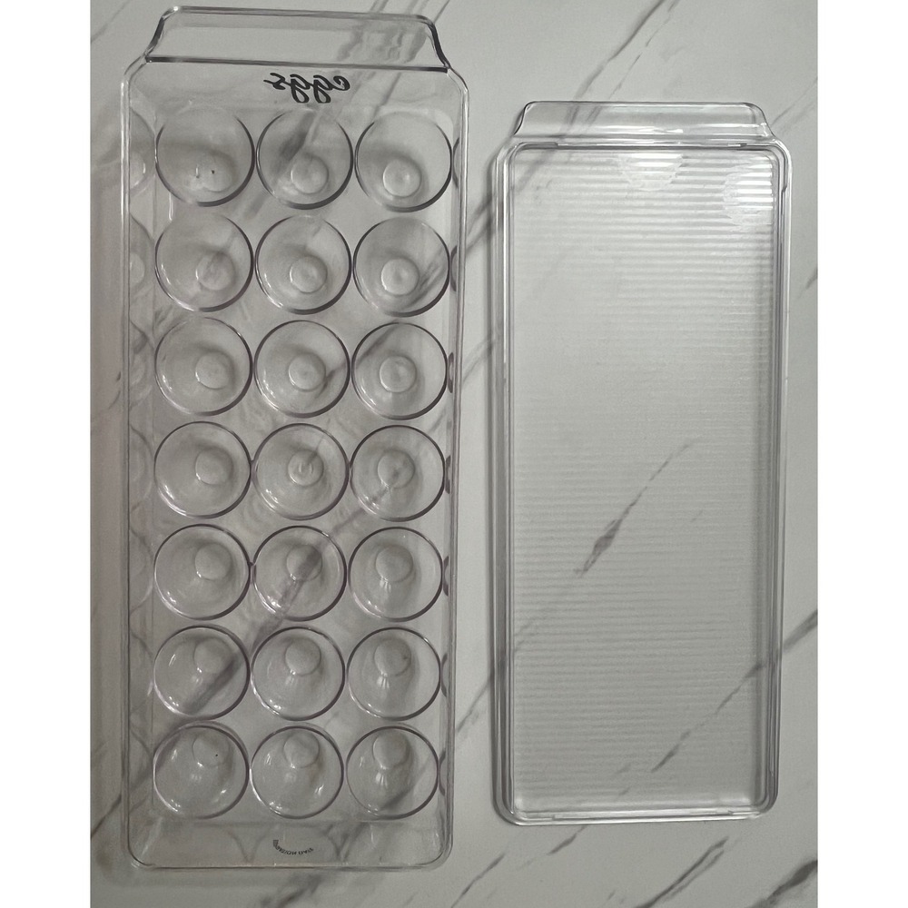 Clear Acrylic 21 Slot Egg Storage Container with Stackable Lid and Handle